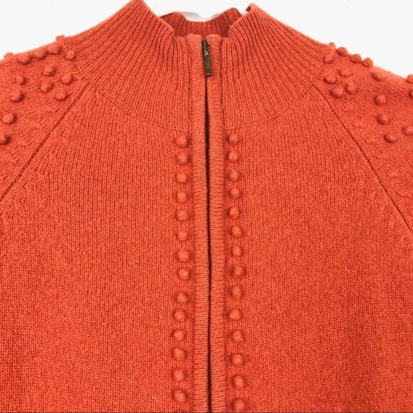 Mercer & Madison Orange Pompoms 100% Lambs Wool Cardigan Zip up Sweater - Picture 6 of 14